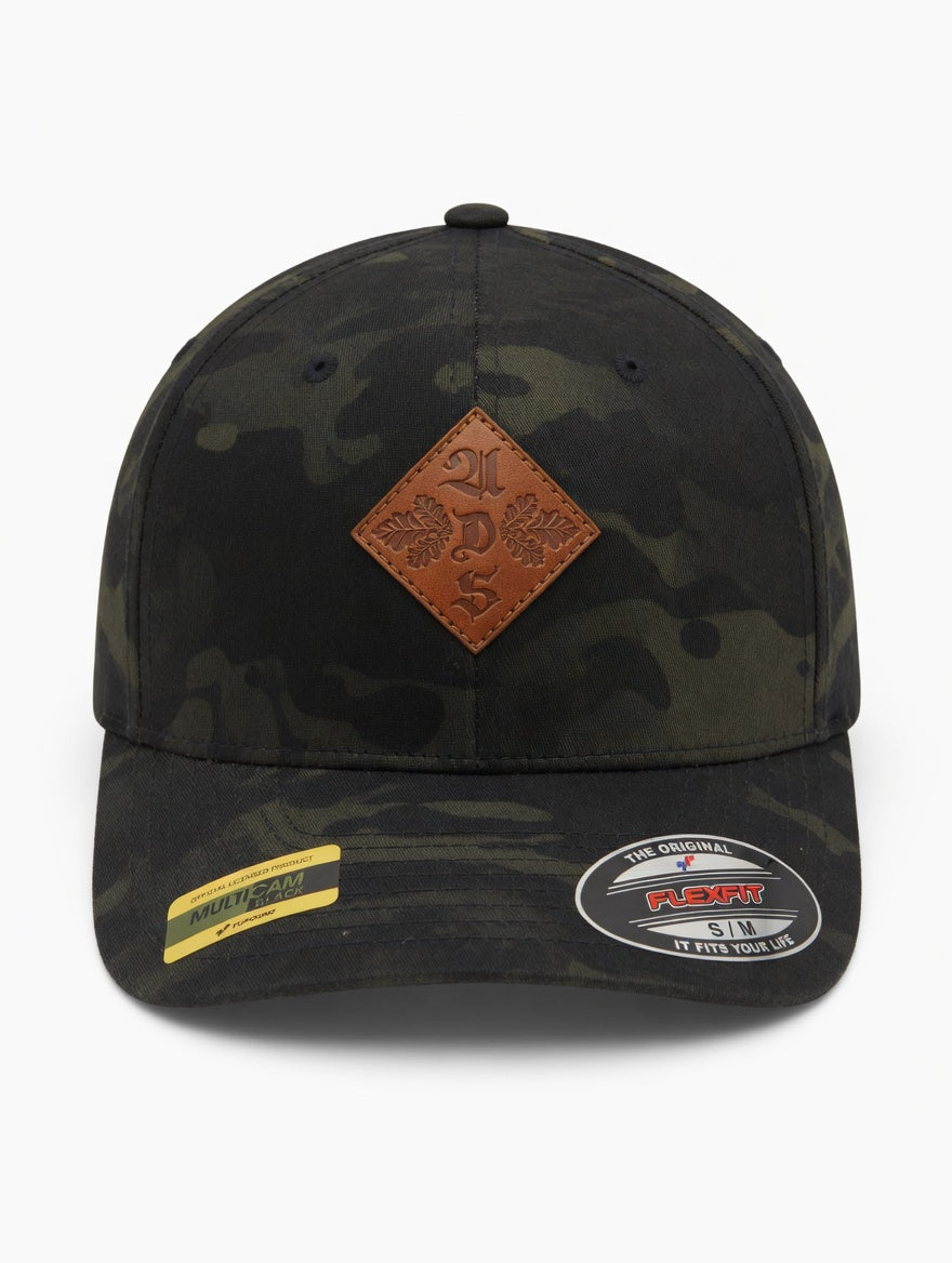 UDS Leder Swag Cap mit Deutschland Flagge - Flexfit - Multicam Black