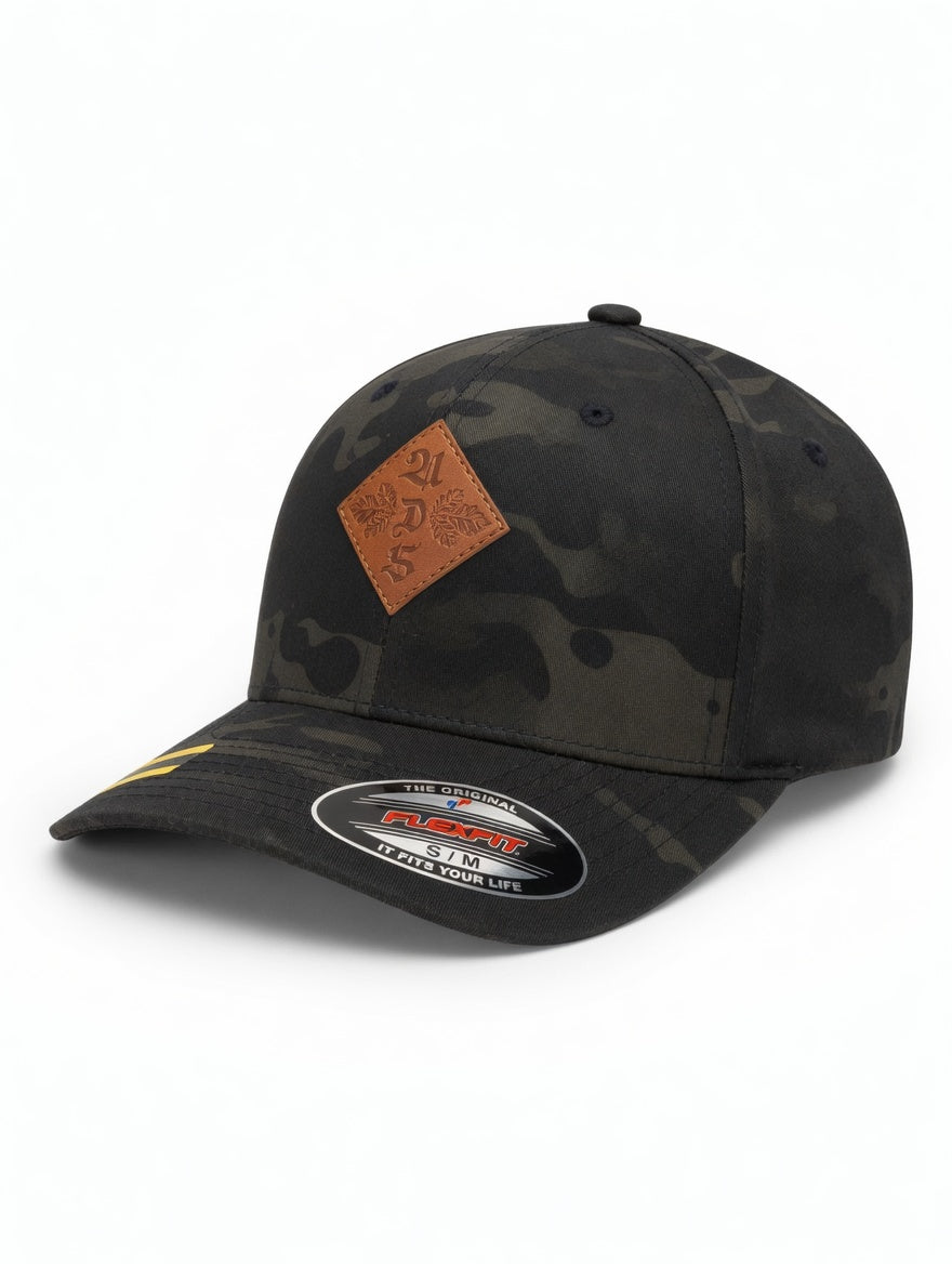 UDS Leder Swag Cap mit Deutschland Flagge - Flexfit - Multicam Black